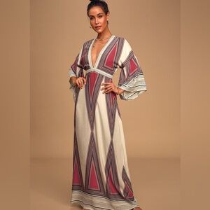Lulus Monticeto Cream Print Maxi Dress